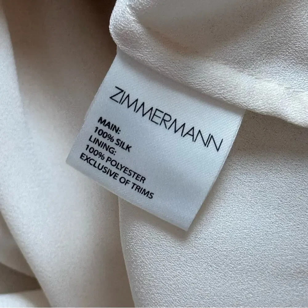 Zimmerman Beige Floral 100% Silk One Shoulder Ruffled Playsuit Women’s 3 US 10 - Picture 10 of 13